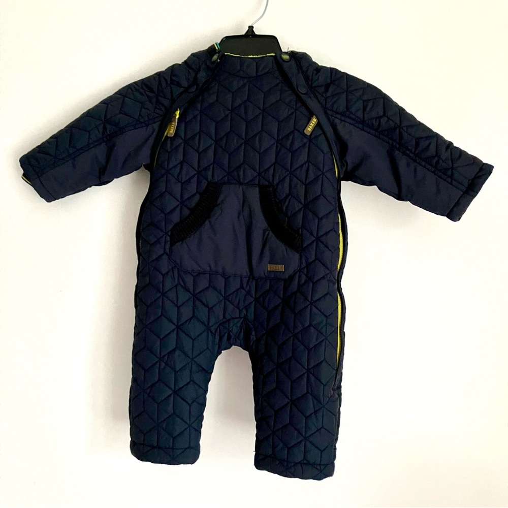 Ted Baker Baby Boys Winter Snowsuit Navy Blue Fleece Lined Size 9 - 12 Months